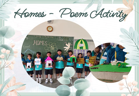 To understand the different types of homes described in the poem Homes. To develop observation skills by identifying homes of people and animals.