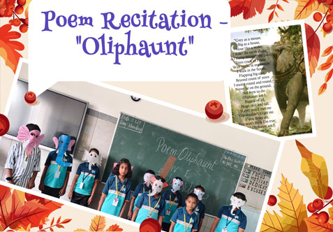 Poem Recitation – "Oliphaunt" with handmade elephant masks.