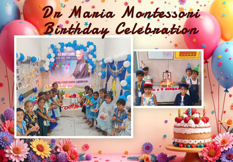 Today, we joyfully celebrated Dr. Maria Montessori’s Birthday at SPS Krishnagiri. Children brought beautiful flowers and candles to honor the occasion, while our teachers lovingly decorated the surroundings.