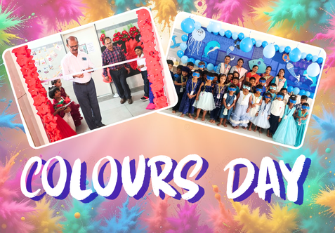 The Colours Day celebration was conducted with great joy and enthusiasm in our school. The Senior Principal, Principal, and Senior ACO inaugurated the event by cutting the ribbon and visiting all the classrooms.