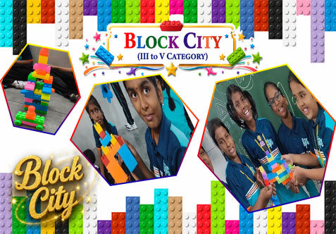 Block City activity done on 22.06.2026. Children built dream cities with blocks & presented well. Learned teamwork, creativity & poem theme.