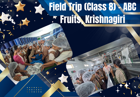 Students of Class - 8 visited ABC Fruits, a leading manufacturer and exporter of fruit pulp, purees and concentrates. The visit provided them with valuable exposure to fruit processing, quality control, packaging and industrial operations. It was an enriching and insightful experience that helped students connect classroom learning with real-world applications.